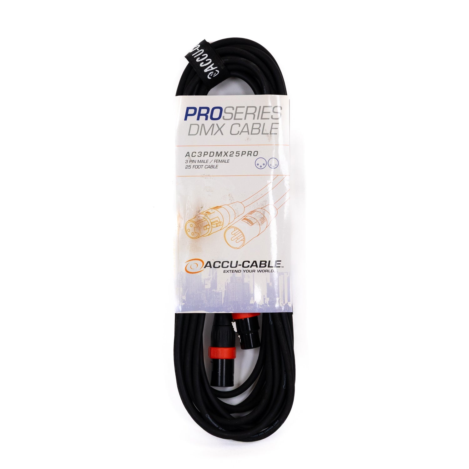 Accu-Cable AC3PDMX25PRO 3-Pin DMX Cable 25ft