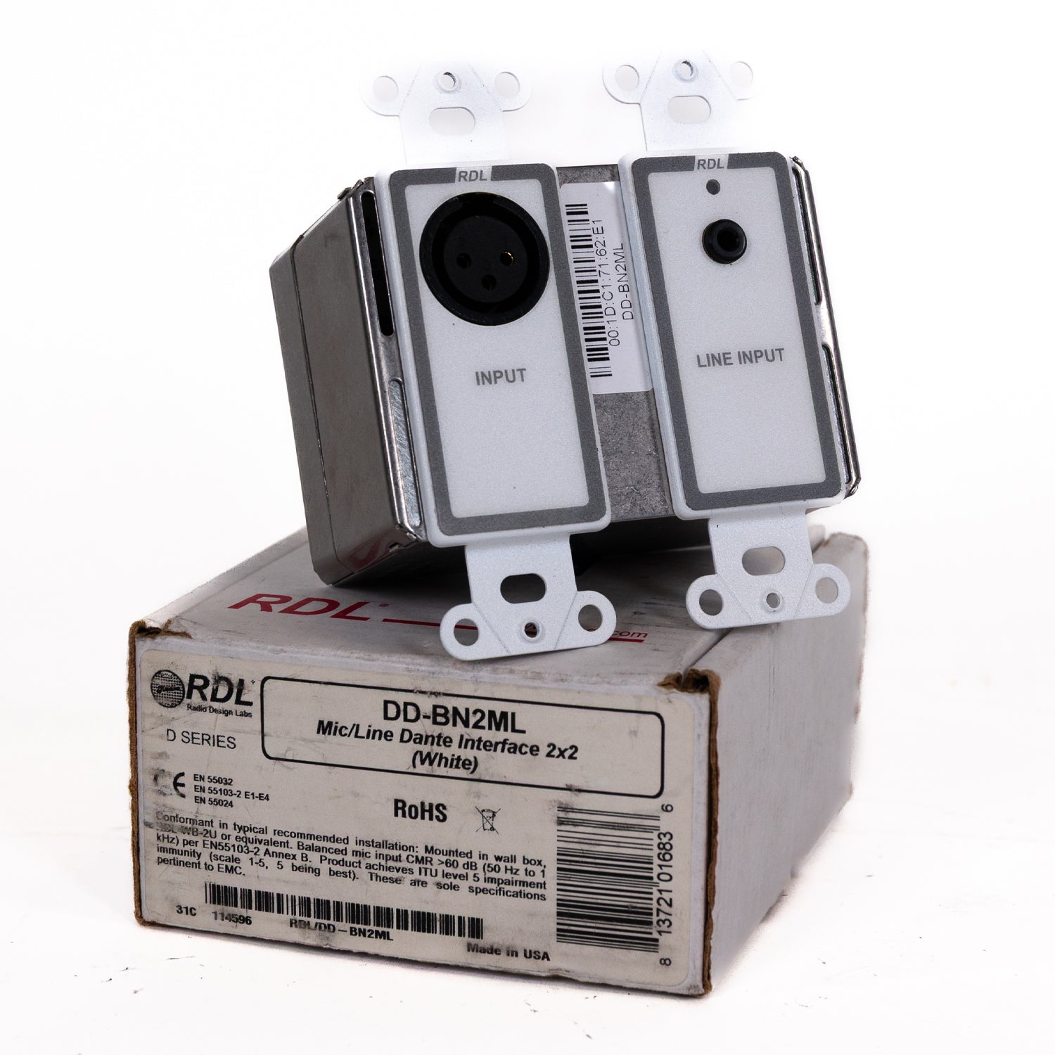 RDL DD-BN2ML Mic/Line Dante Interface 2x2 (White)
