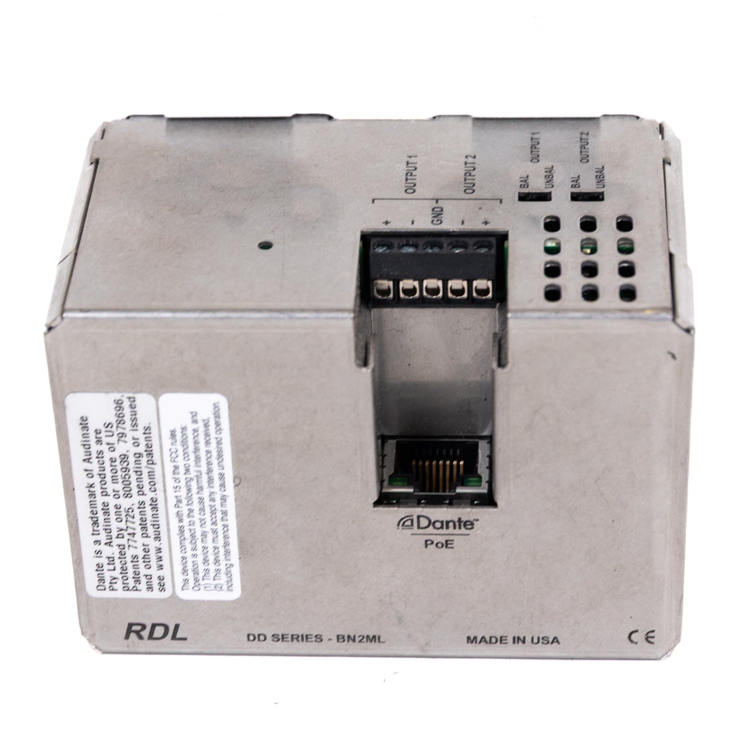 RDL DD-BN2ML Mic/Line Dante Interface 2x2 (White)